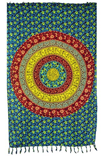 GURU SHOP Bali Sarong, Wandtuch, Wickelrock, Sarongkleid, Herren/Damen, Türkis/rot/gelb, Synthetisch, Size:One Size, 160x115 cm von GURU SHOP