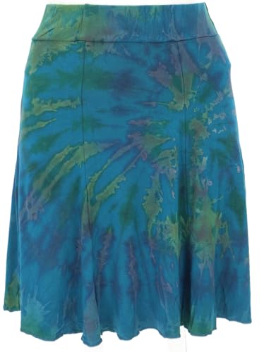 GURU SHOP Batik Hippie Minirock, Boho Sommerrock - Blau, Damen, Synthetisch von GURU SHOP