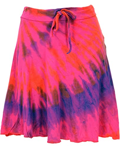 GURU SHOP Batik Hippie Minirock, Sommerrock, Bandeautop- Pink, Damen, Rot, Synthetisch, Size:38 von GURU SHOP