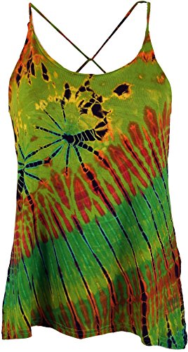 GURU SHOP Batik Hippie Top, Damen, Grün, Synthetisch, Size:38 von GURU SHOP