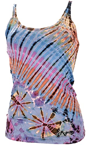 GURU SHOP Batik Hippie Top, Unikat Tank Top, Damen, Hellblau, Synthetisch, Size:38 von GURU SHOP