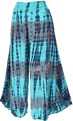 GURU SHOP Batik Hosenrock, Weite Sommerhose, Damen, Türkis, Baumwolle, Size:38 von GURU SHOP