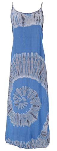 GURU SHOP Batik Maxikleid, Strandkleid, Sommerkleid, Langes Kleid, Damen, Blau, Synthetisch, Size:40 von GURU SHOP