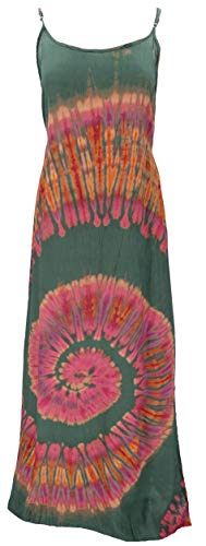 GURU SHOP Batik Maxikleid, Strandkleid, Sommerkleid, Langes Kleid, Damen, Grün, Synthetisch, Size:40 von GURU SHOP