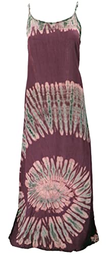 GURU SHOP Batik Maxikleid, Strandkleid, Sommerkleid, Langes Kleid, Damen, Plum, Synthetisch, Size:40 von GURU SHOP