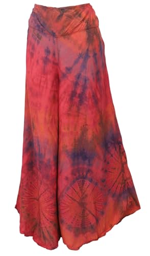 GURU SHOP Batik Palazzohose, Hosenrock, Batikhose, Schlaghose, Hippie Goa Hose - Rot, Damen, Synthetisch GURU SHOP Batik Palazzohose, Hosenrock, Batikhose, Schlaghose, Hippie Goa Hose - Rot, Damen, Synthetisch von GURU SHOP