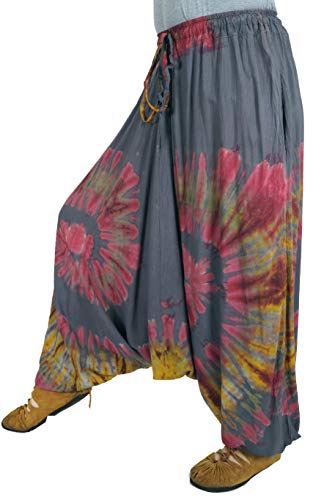 GURU SHOP Batik Pluderhose, Aladinhose, Weite Sommerhose, Damen, Taubengrau, Synthetisch, Size:40 von GURU SHOP