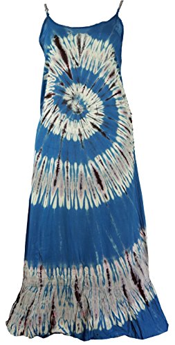 GURU SHOP Batik Sommerkleid, Hippiekleid, Damen, Blau, Synthetisch, Size:38 von GURU SHOP