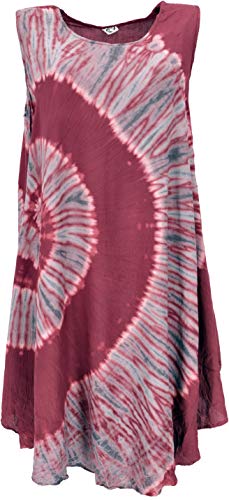 GURU SHOP Batik Tunika, Hippie Chic, Strandkleid, Sommerkleid, Damen, Bordeaux, Synthetisch, Size:40 von GURU SHOP