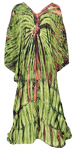 GURU SHOP Batikkleid, Batik Kaftan, Oversize Strandkleid, Damen, Grün, Synthetisch, Size:One Size von GURU SHOP