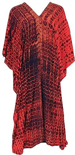 GURU SHOP Batikkleid, Batik Kaftan, Oversize Strandkleid, Damen, Rot, Synthetisch, Size:One Size von GURU SHOP