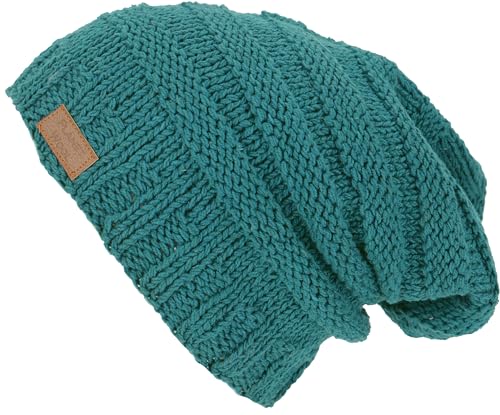 GURU SHOP Baumwoll Beanie, Handgestrickte Dread Head Mütze, Nepalmütze, Herren/Damen, Petrol, Baumwolle, Size:One Size von GURU SHOP