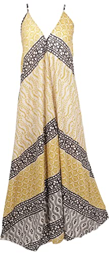 GURU SHOP Baumwoll Maxikleid, Magic Dress, Wandelbares Sommerkleid, Damen, Beige/gelb, Baumwolle, Size:40 von GURU SHOP