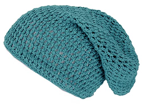 GURU SHOP Beanie, Baumwoll-Häkelmütze, Herren/Damen, Petrol, Baumwolle, Size:One Size von GURU SHOP