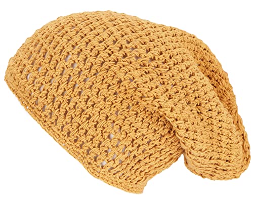 GURU SHOP Beanie, Baumwoll-Häkelmütze, Herren/Damen, Senfgelb, Baumwolle, Size:One Size von GURU SHOP