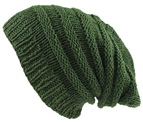 GURU SHOP Baumwoll Beanie, Handgestrickte Dread Head Mütze, Nepalmütze, Herren/Damen, Olive, Baumwolle, Size:One Size von GURU SHOP