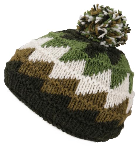 GURU SHOP Beanie Mütze, Bommelmütze aus Nepal, Wintermütze - Modell 8, Herren/Damen, Wolle von GURU SHOP