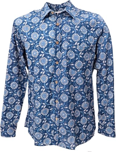 GURU SHOP Bedrucktes Hemd, Freizeithemd, Baumwollhemd - Blau, Herren, Baumwolle, Size:M GURU SHOP Bedrucktes Hemd, Freizeithemd, Baumwollhemd - Blau, Herren, Baumwolle, Size:M von GURU SHOP