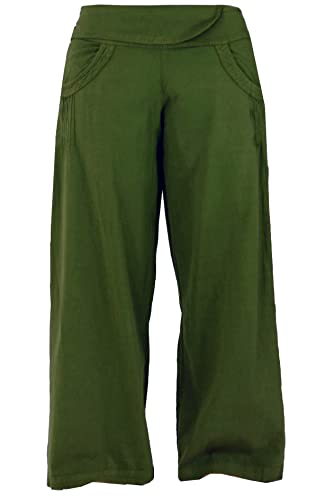 GURU SHOP Bequeme Palazzohose, Olivgrün, Baumwolle, Size:L (40) von GURU SHOP