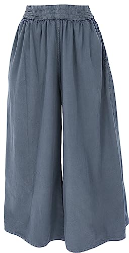 GURU SHOP Bequeme Palazzohose, Weite, Schlaghose, Hosenrock, Taubenblau, Baumwolle, Size:L (40) von GURU SHOP