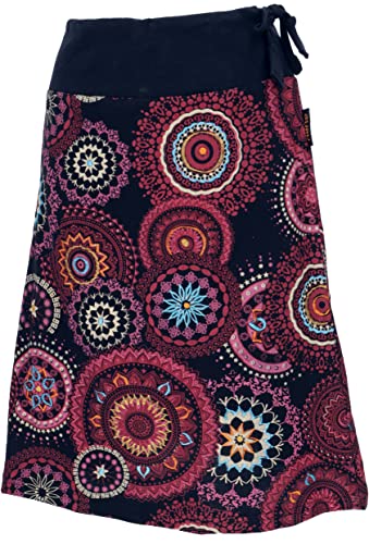 GURU SHOP Bestickter Knielanger Rock, Chic, Retro Mandala, Pink, Baumwolle, Size:S/M (38) von GURU SHOP