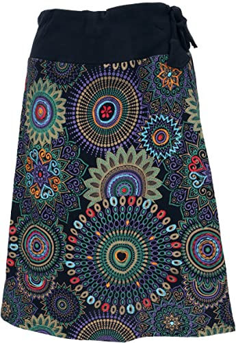 GURU SHOP Bestickter Knielanger Rock, Chic, Retro Mandala, Violett/bunt, Baumwolle, Size:L/XL (42) von GURU SHOP