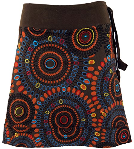 GURU SHOP Bestickter Minirock, Chic Rock, Retro Mandala, Coffee, Baumwolle, Size:L/XL (42) von GURU SHOP