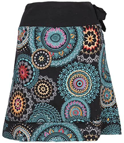 GURU SHOP Bestickter Minirock, Chic Rock, Retro Mandala, Peterol, Baumwolle, Size:L/XL (42) von GURU SHOP