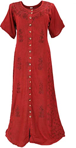 GURU SHOP Besticktes Indisches Hippie Kleid, Damen, Rot, Synthetisch, Size:40 von GURU SHOP