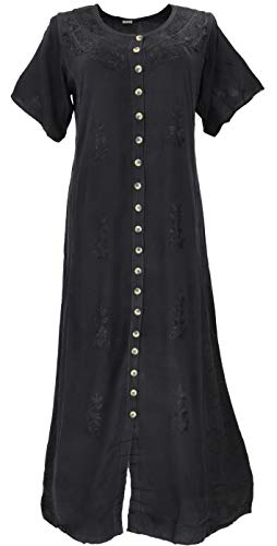 GURU SHOP Besticktes Indisches Hippie Kleid, Damen, Schwarz, Synthetisch, Size:40 von GURU SHOP