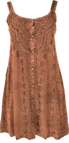 GURU SHOP Besticktes Indisches Minikleid Boho Chic, Hippie Tunika - Braun/Design 10, Damen, Synthetisch von GURU SHOP