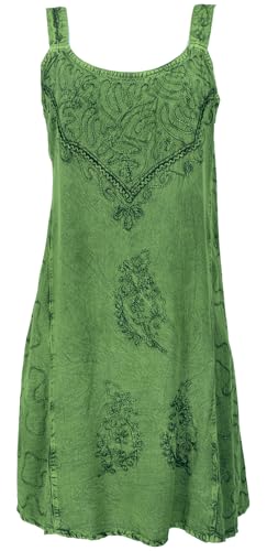 GURU SHOP Besticktes Indisches Minikleid Boho Chic, Hippie Tunika - Grün Design 16, Damen, Synthetisch von GURU SHOP
