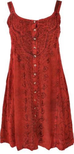 GURU SHOP Besticktes Indisches Minikleid Boho Chic, Hippie Tunika - Rot/Design 10, Damen, Synthetisch von GURU SHOP