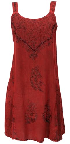 GURU SHOP Besticktes Indisches Minikleid Boho Chic, Hippie Tunika - rot Design 16, Damen, Synthetisch von GURU SHOP