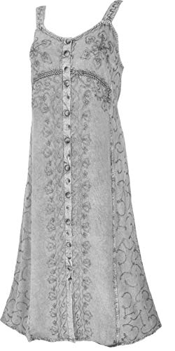 GURU SHOP Besticktes Sommerkleid, Indisches Hippie Trägerkleid, Damen, Grau/Design 20, Synthetisch, Size:40 von GURU SHOP