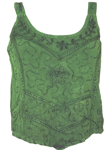 GURU SHOP Besticktes Top Boho Chic, Hippie Top - Grün, Damen, Synthetisch von GURU SHOP