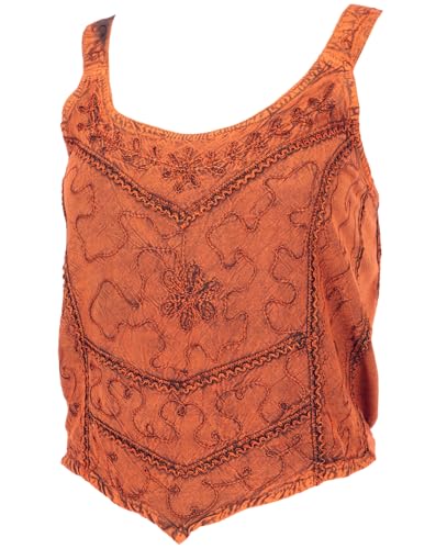 GURU SHOP Besticktes Top Boho Chic, Hippie Top - Rostorange, Damen, Synthetisch von GURU SHOP