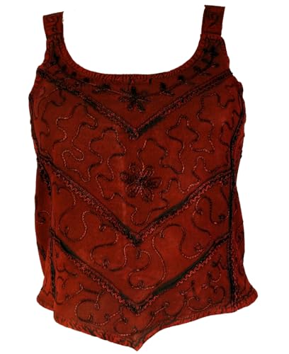 GURU SHOP Besticktes Top Boho Chic, Hippie Top - Weinrot, Damen, Synthetisch von GURU SHOP
