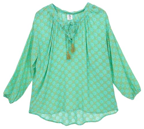 GURU SHOP Blusentunika, Langarmbluse, Plus Size Strandbluse, Sommerbluse - Grün, Damen, Synthetisch von GURU SHOP
