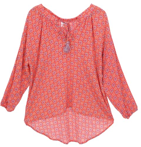 GURU SHOP Blusentunika, Langarmbluse, Plus Size Strandbluse, Sommerbluse - Himbeer, Damen, Synthetisch von GURU SHOP