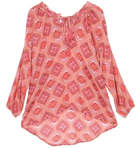 GURU SHOP Blusentunika, Langarmbluse, Plus Size Strandbluse, Sommerbluse - Rosa, Damen, Synthetisch von GURU SHOP