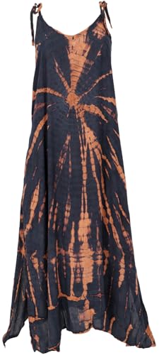 GURU SHOP Boho Batikkleid, Strandkleid, Sommerkleid in Übergröße - Dunkelblau/braun, Damen, Synthetisch von GURU SHOP