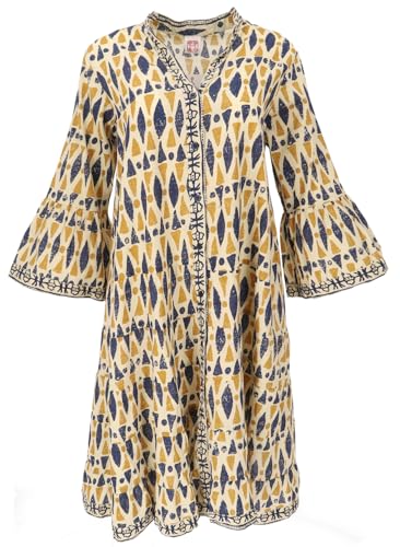 GURU SHOP Boho Baumwoll Maxikleid, Oversize Sommerkleid - Senfgelb, Damen, Baumwolle von GURU SHOP