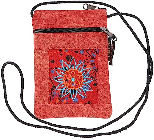 GURU SHOP Boho Brustbeutel, Passporttasche - Rot, Herren/Damen, Baumwolle, Size:One Size, 18x12x1 cm, Alternative Umhängetasche, Handtasche aus Stoff von GURU SHOP