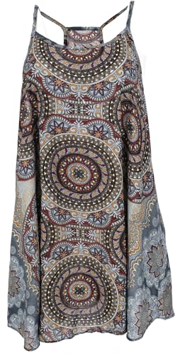 GURU SHOP Boho Dashiki Minikleid, Trägerkleid, Strandkleid, Tank Top - Taubenblau, Damen, Synthetisch von GURU SHOP