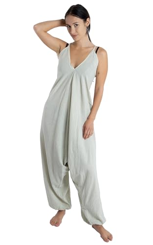 GURU SHOP Boho Jumpsuit, rückenfreie Sommer Pluderhose, Overall, Aladin Hosenkleid - natur/Hosen von GURU SHOP