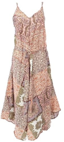 GURU SHOP Jumpsuit mit Patchwork Print, Sommer Overall, Hosenkleid, Damen, Rosa/braun, Synthetisch, Size:40 von GURU SHOP