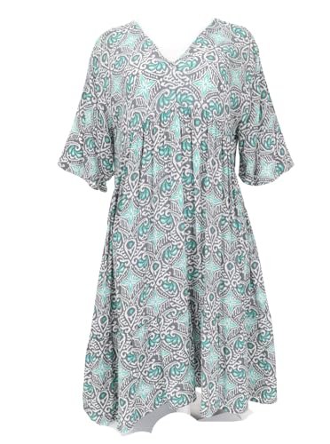 GURU SHOP Boho Kurzarm Sommerkleid, Maxikleid, Strandkleid, Plus Size Sommerkleid - Grau, Damen, Synthetisch von GURU SHOP