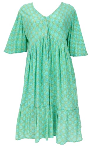 GURU SHOP Boho Kurzarm Sommerkleid, Maxikleid, Strandkleid, Plus Size Sommerkleid - Grün, Damen, Synthetisch von GURU SHOP