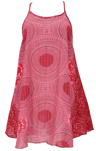 GURU SHOP Boho Mandala Minikleid, Trägerkleid, Strandkleid, Tank Top - Rot, Damen, Synthetisch von GURU SHOP